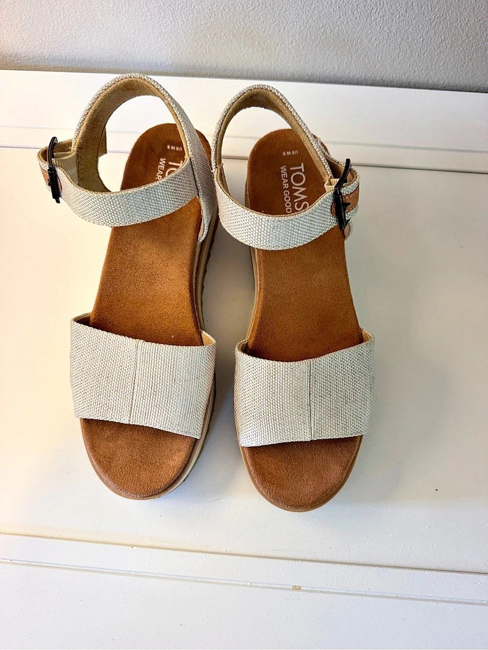 TOMS Majorca Sandal Platform Wedge Sandals in Cream
